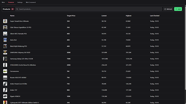 PennyPincher Product List Screenshot