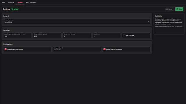 PennyPincher Settings Screenshot